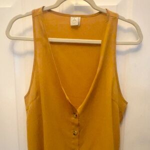Paper Crane Gold Sleeveless Button Shirt